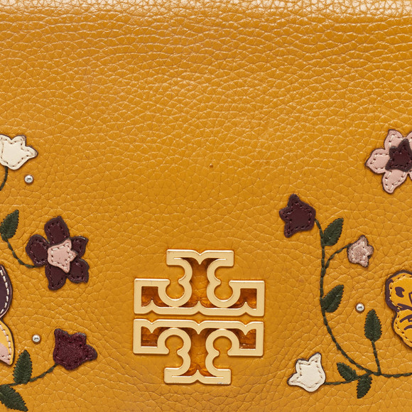 TORY BURCH Mustard Leather Britten Floral Applique Flap Bag - Picture 5 of 8